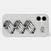 Grau Sardine Art Grunge Zeichnend Custom Monogram Case-Mate iPhone Hülle (Rückseite (Horizontal))