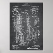 Grau | Saxophon - Patent Poster (Vorne)