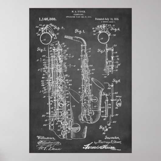 Grau | Saxophon - Patent Poster (Vorne)