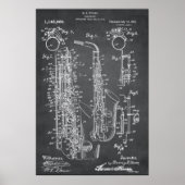 Grau | Saxophon - Patent Poster (Vorne)