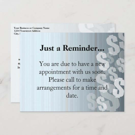 Grau schattiert Dollar-Zeichen-Finanzentwurf Ankündigungspostkarte (Vorne/Hinten)