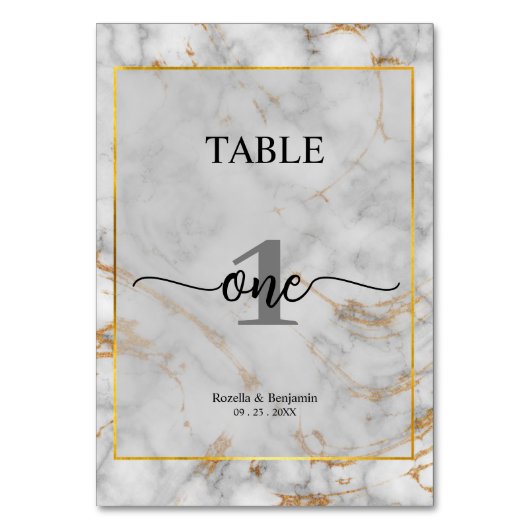 Grau-schlichtes Marmor Elegante Hochzeit-Tischnumm Tischnummer (Vorderseite)