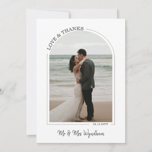 Grau schöne Arch Wedding Foto Liebe & Danke (Vorderseite)