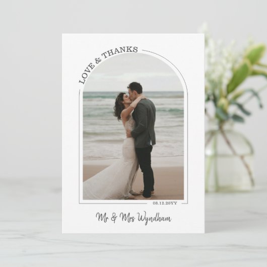 Grau schöne Arch Wedding Foto Liebe & Danke (Stehend Vorderseite)