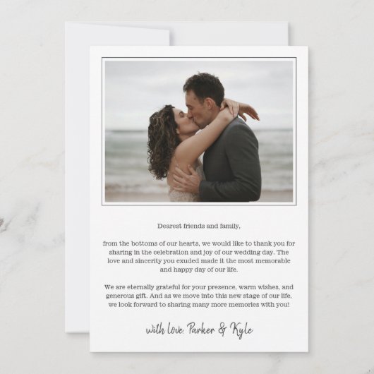 Grau schöne Arch Wedding Foto Liebe & Danke (Rückseite)