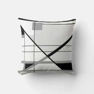 Grau-Schwarz auf Weiß, geometrisches Kreuzdesign Kissen