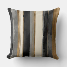 Grau-schwarz-beige und goldene Streifen Kissen