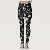 Grau-Schwarz-Blume-Muster Leggings (Vorderseite)