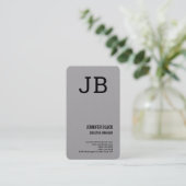 Grau Schwarz Bold Monogram Minimalistisch Moderne Visitenkarte (Stehend Vorderseite)