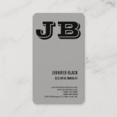 Grau Schwarz Bold Monogram Minimalistisch Moderne Visitenkarte (Vorderseite)