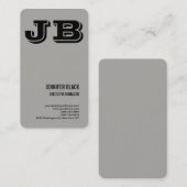 Grau Schwarz Bold Monogram Minimalistisch Moderne Visitenkarte (Vorne/Hinten)