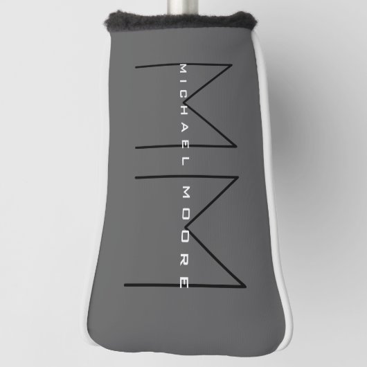 Grau Schwarz Bold Monogram Modernes Minimalistisch Golf Headcover (Rotieren 90)