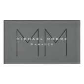 Grau Schwarz Bold Monogram Modernes Minimalistisch Namenschild (Vorderseite)