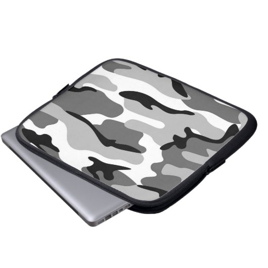 Grau & Schwarz Camouflage Laptop-Sieb Laptopschutzhülle (Vorne Knopf)