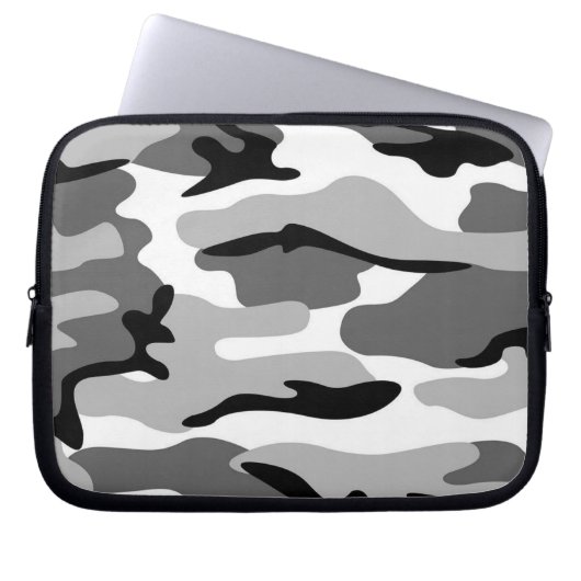 Grau & Schwarz Camouflage Laptop-Sieb Laptopschutzhülle (Vorderseite)