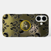 GRAU SCHWARZ DAMASK GEMSTONE MONOGRAMM Case-Mate iPhone HÜLLE (Rückseite (Horizontal))
