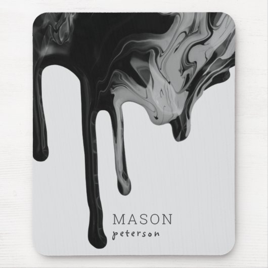 Grau schwarz Dripping Paint Liquid Marmor Nahtlos Mousepad (Vorne)
