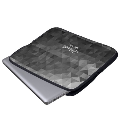 Grau-Schwarz Geometrisches Muster und Anpassungsmö Laptopschutzhülle (Vorne Knopf)