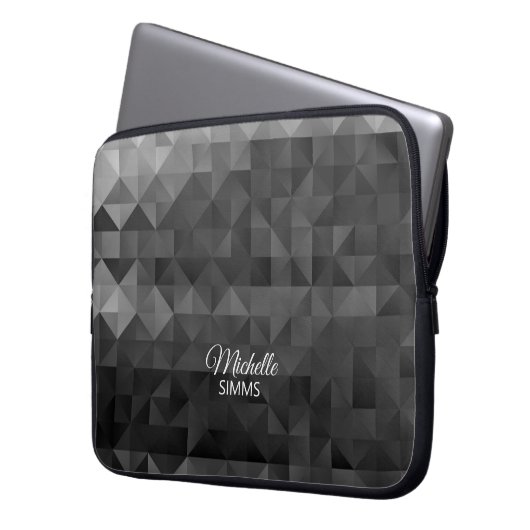 Grau-Schwarz Geometrisches Muster und Anpassungsmö Laptopschutzhülle (Vorderseite Links)