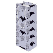 GRAU & SCHWARZ HALLOWEEN SPIDER WEBS BATTEN GESCHENKTÜTE FÜR WEINFLASCHEN (Rückseite Schrägansicht)