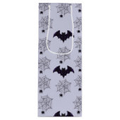 GRAU & SCHWARZ HALLOWEEN SPIDER WEBS BATTEN GESCHENKTÜTE FÜR WEINFLASCHEN (Vorderseite)
