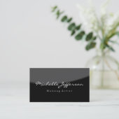 Grau Schwarz Make-up Artist Script Business Card Visitenkarte (Stehend Vorderseite)