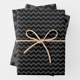 Grau & Schwarz Mehrfach-Muster-Geschenkpapierbögen Geschenkpapier Set
