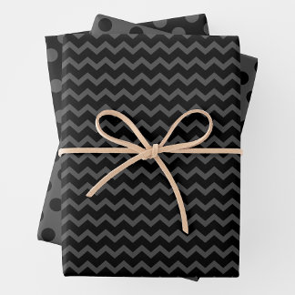 Grau & Schwarz Mehrfach-Muster-Geschenkpapierbögen Geschenkpapier Set