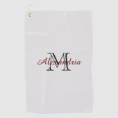 Grau-Schwarz-Monogramm Golfhandtuch (Vorderseite)