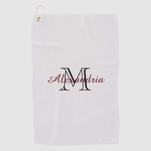 Grau-Schwarz-Monogramm Golfhandtuch (Vorderseite)