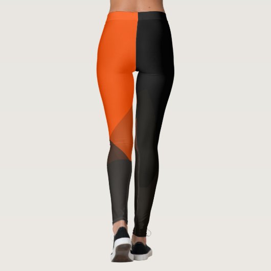 Grau-Schwarz-Orange Modern Geometric-Muster Leggings (Rückseite)