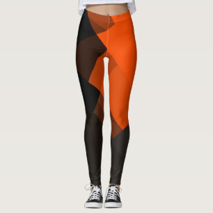 Grau-Schwarz-Orange Modern Geometric-Muster Leggings