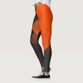 Grau-Schwarz-Orange Modern Geometric-Muster Leggings (Links)