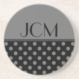 Grau/Schwarz-Polka-Dot-Monogramm Untersetzer