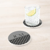 Grau/Schwarz-Polka-Dot-Monogramm Untersetzer (Seite)