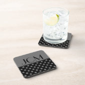 Grau/Schwarz-Polka-Dot-Monogramm Untersetzer (Rechte Seite)