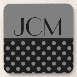 Grau/Schwarz-Polka-Dot-Monogramm Untersetzer