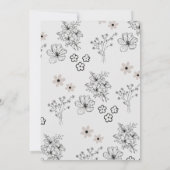 Grau Schwarz Retro Blume Muster Seekarte Einladung (Rückseite)