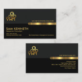 Grau-Schwarz-Retro-Spalten Personalberater Visitenkarte (Vorne/Hinten)