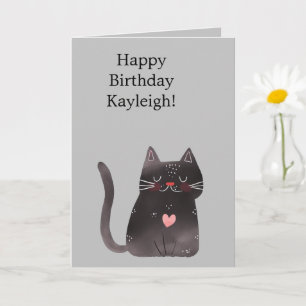Grau Schwarz Rosa Herz Katzen Geburtstag Karte