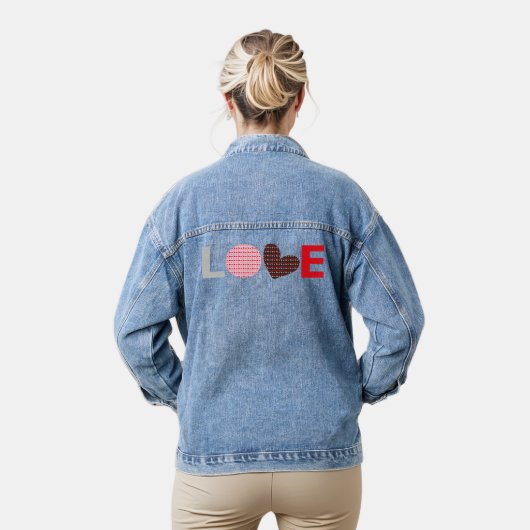 Grau-Schwarz-Rosa-Mini-Herz-Liebe Jeansjacke (Modell)
