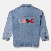 Grau-Schwarz-Rosa-Mini-Herz-Liebe Jeansjacke (Rückseite)