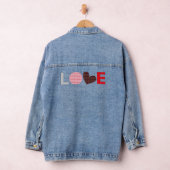 Grau-Schwarz-Rosa-Mini-Herz-Liebe Jeansjacke (Hangar)