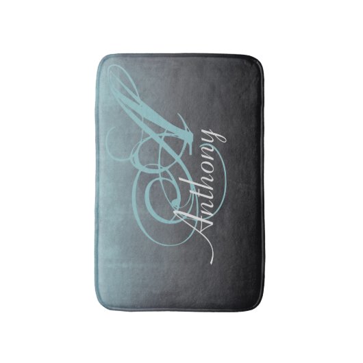 Grau-Schwarz-Rustikale Monogramm für Abstrakten Na Badematte (Vorderseite Vertikal)