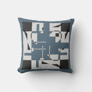 Grau Schwarz Schiefer Blau Kleine Formen Kunst Lab Kissen