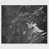 Grau Schwarz Silver Grafit Marmor Shiny Glam Geschenkpapier (Flach)