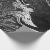 Grau Schwarz Silver Grafit Marmor Shiny Glam Geschenkpapier (Ecke)