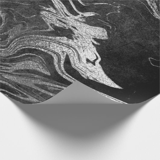 Grau Schwarz Silver Grafit Marmor Shiny Glam Geschenkpapier (Ecke)