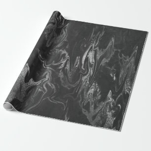 Grau Schwarz Silver Marble Shiny Glam Geschenkpapier