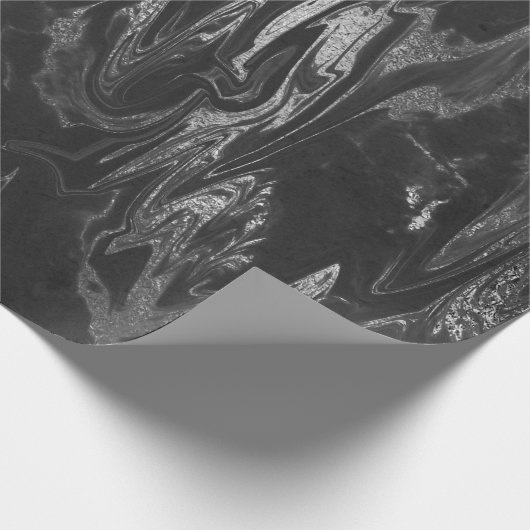Grau Schwarz Silver Marble Shiny Glam Geschenkpapier (Ecke)
